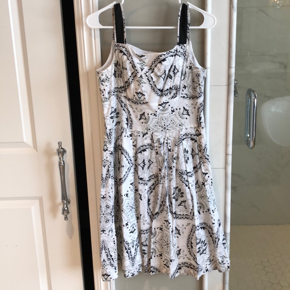 Black, white and gray day dress.